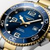 Montre Hydroconquest Cadran Bleu soleillé Bracelet Acier et PVD jaune