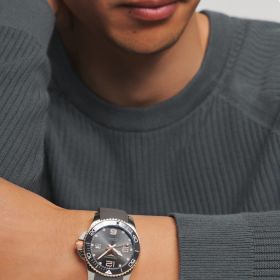 Montre Hydroconquest Cadran Gris soleillé Bracelet caoutchouc