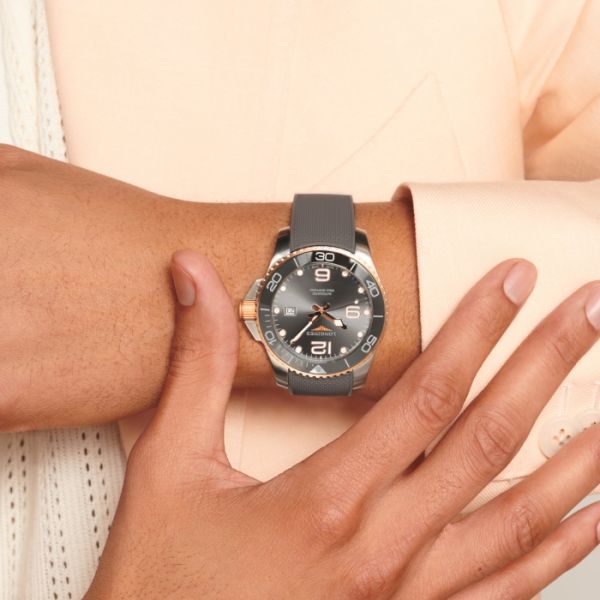 Montre Hydroconquest Cadran Gris soleillé Bracelet caoutchouc