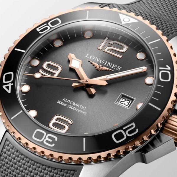 Montre Hydroconquest Cadran Gris soleillé Bracelet caoutchouc
