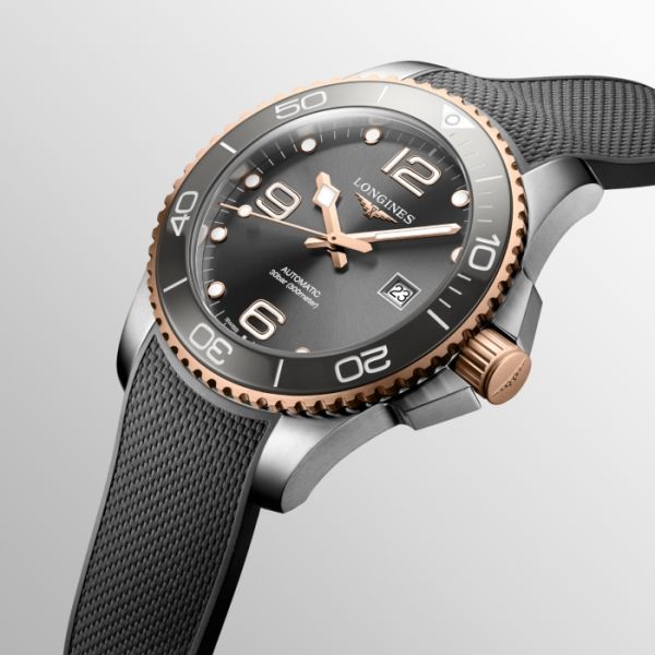 Montre Hydroconquest Cadran Gris soleillé Bracelet caoutchouc
