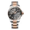Montre Hydroconquest Cadran Gris soleillé Bracelet Acier PVD rouge