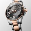 Montre Hydroconquest Cadran Gris soleillé Bracelet Acier PVD rouge