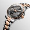 Montre Hydroconquest Cadran Gris soleillé Bracelet Acier PVD rouge