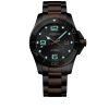 Montre Hydroconquest Cadran Gris soleillé Bracelet Acier PVD rouge