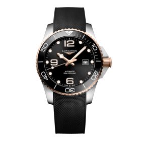 Montre Hydroconquest Cadran Noir soleillé Bracelet caoutchouc