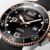 Montre Hydroconquest Cadran Noir soleillé Bracelet caoutchouc