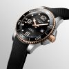 Montre Hydroconquest Cadran Noir soleillé Bracelet caoutchouc