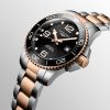 Montre Hydroconquest Cadran Noir soleillé Bracelet Acier PVD rouge