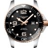 Montre Hydroconquest Cadran Noir soleillé Bracelet Acier PVD rouge