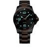 Montre Hydroconquest Cadran Noir soleillé Bracelet Acier PVD rouge
