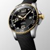 Montre Hydroconquest Cadran Noir soleillé Bracelet caoutchouc