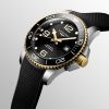 Montre Hydroconquest Cadran Noir soleillé Bracelet caoutchouc
