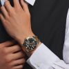 Montre Hydroconquest Cadran Noir soleillé Bracelet Acier et PVD jaune