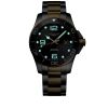 Montre Hydroconquest Cadran Noir soleillé Bracelet Acier et PVD jaune
