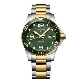 Montre Hydroconquest Cadran Vert mat Bracelet Acier et PVD jaune