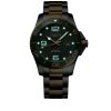 Montre Hydroconquest Cadran Vert mat Bracelet Acier et PVD jaune