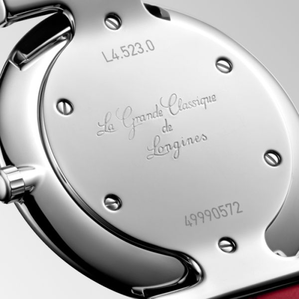 Montre La Grande Classique De Longines Monochrome Cadran Rouge laqué poli Bracelet Alligator