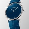 Montre La Grande Classique De Longines Monochrome Cadran Bleu laqué poli Bracelet Alligator