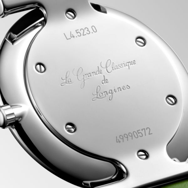 Montre La Grande Classique De Longines Monochrome Cadran Vert laqué poli Bracelet Alligator