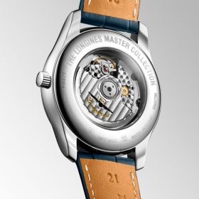 Montre Longines Master Collection Moonphase Cadran Bleu soleillé Bracelet Alligator