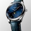 Montre Longines Master Collection Moonphase Cadran Bleu soleillé Bracelet Alligator