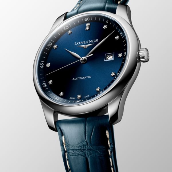 Montre Longines Master Collection Cadran Bleu soleillé Bracelet Alligator