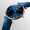 Montre La Grande Classique De Longines Cadran Bleu soleillé Bracelet Alligator