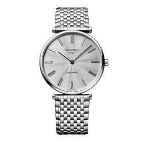 Montre La Grande Classique De Longines Cadran Argenté "flinqué" Bracelet Acier