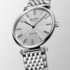 Montre La Grande Classique De Longines Cadran Argenté "flinqué" Bracelet Acier