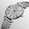 Montre La Grande Classique De Longines Cadran Argenté "flinqué" Bracelet Acier