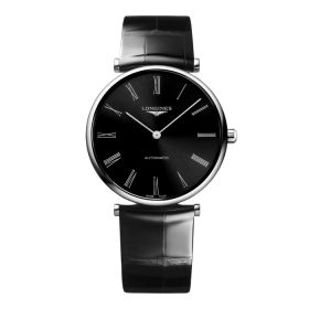 Montre La Grande Classique De Longines Cadran Noir soleillé Bracelet Alligator