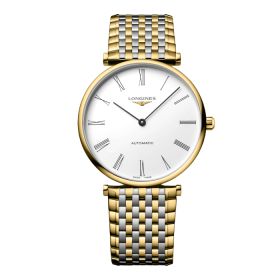 Montre La Grande Classique De Longines Cadran Blanc Bracelet Acier et PVD jaune