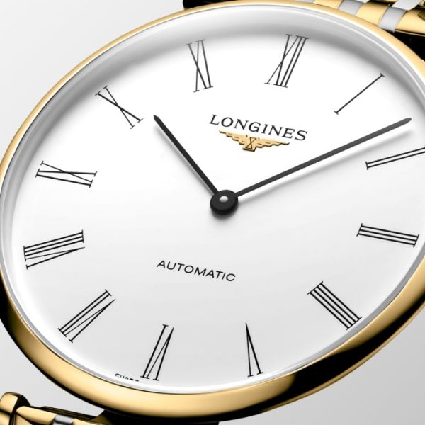 Montre La Grande Classique De Longines Cadran Blanc Bracelet Acier et PVD jaune