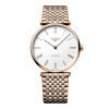 Montre La Grande Classique De Longines Cadran Blanc Bracelet Acier PVD rouge