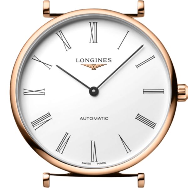 Montre La Grande Classique De Longines Cadran Blanc Bracelet Acier PVD rouge