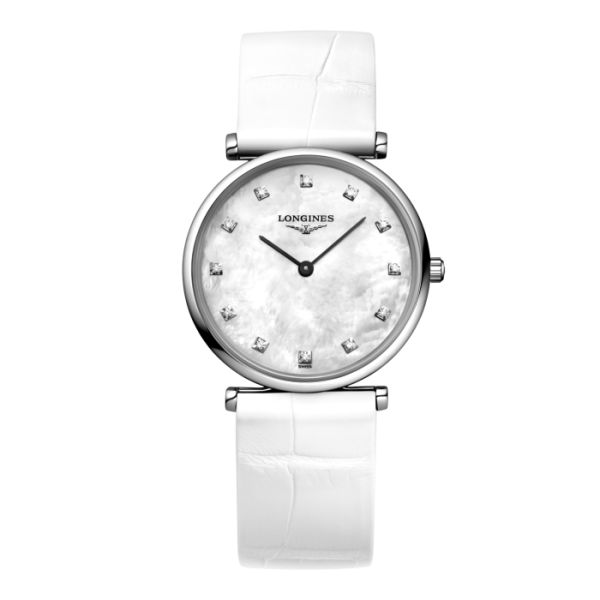 Montre La Grande Classique De Longines Cadran Nacre blanche Bracelet Alligator