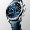 Montre Longines Master Collection Chronograph Cadran Bleu soleillé Bracelet Alligator
