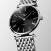 Montre La Grande Classique De Longines Cadran Noir soleillé Bracelet Acier