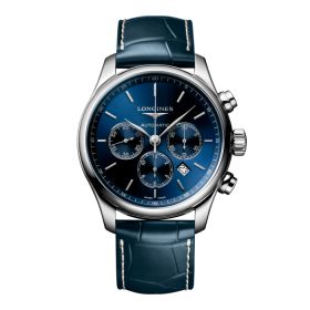Montre Longines Master Collection Chronograph Cadran Bleu soleillé Bracelet Alligator