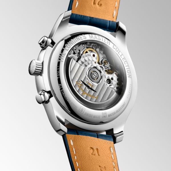 Montre Longines Master Collection Chronograph Cadran Bleu soleillé Bracelet Alligator