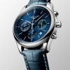 Montre Longines Master Collection Chronograph Cadran Bleu soleillé Bracelet Alligator
