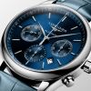 Montre Longines Master Collection Chronograph Cadran Bleu soleillé Bracelet Alligator
