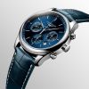 Montre Longines Master Collection Chronograph Cadran Bleu soleillé Bracelet Alligator