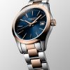 Montre Conquest Classic Cadran Bleu Bracelet Acier PVD rouge