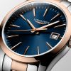 Montre Conquest Classic Cadran Bleu Bracelet Acier PVD rouge