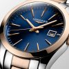 Montre Conquest Classic Cadran Bleu Bracelet Acier PVD rouge