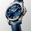 Montre Conquest 41mm Cadran Bleu soleillé Bracelet cuir