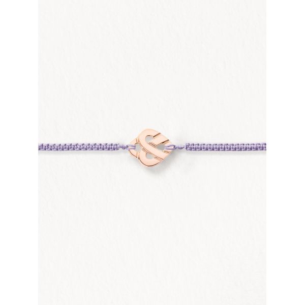 Bracelet Poiray Coeur Entrelacé Or Rose Macramé Lilas