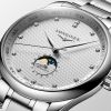 Montre Longines Master Collection Moonphase Cadran Argenté "grain d'orge" Bracelet Acier